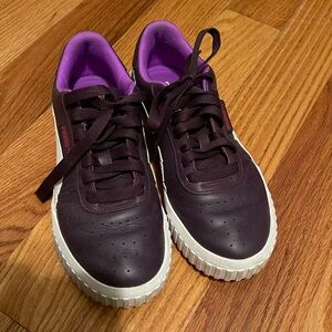 EUC purple puma sneakers plum grape lift soles size 7 basket platform